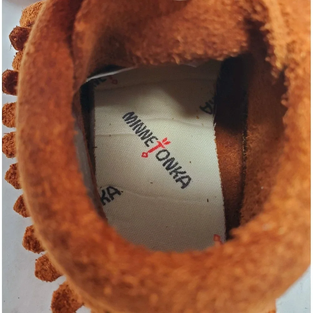 Minnetonka Softsole Bootie Kids 8 Brown Suede Fringe Minimalist Mocassin Shoes